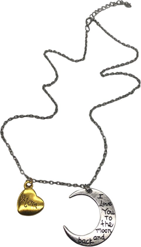 Je t'aime jusqu'à la lune et le dos Mom collier, chaîne, collier, Maman, Maman, Amour, Fête des Mères, Je t'aime