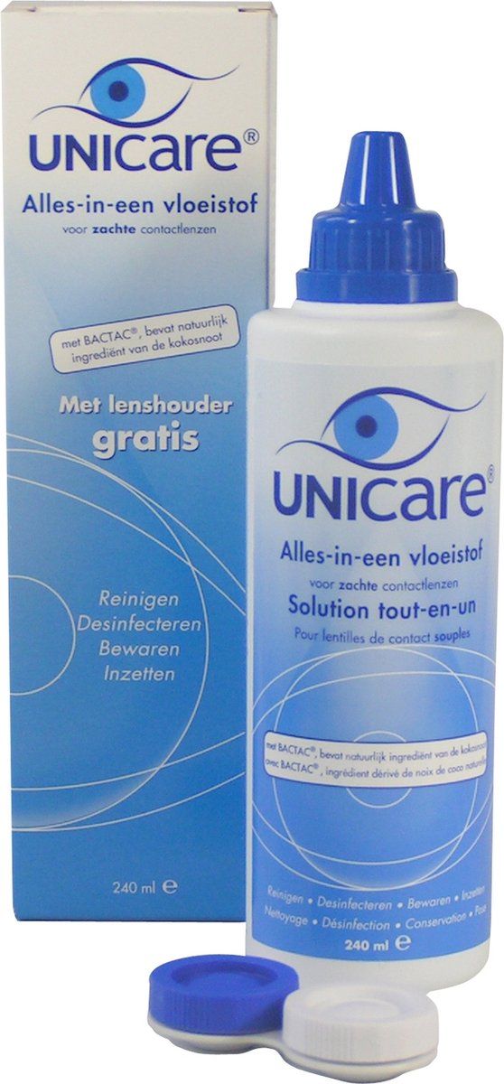 Goedkoopste Unicare 240 ml - lenzenvloeistof voor zachte contactlenzen - incl. lenzendoosjes - Alles-in-een lenzenvloeistof - hoge kwaliteit lenzenvloeistof