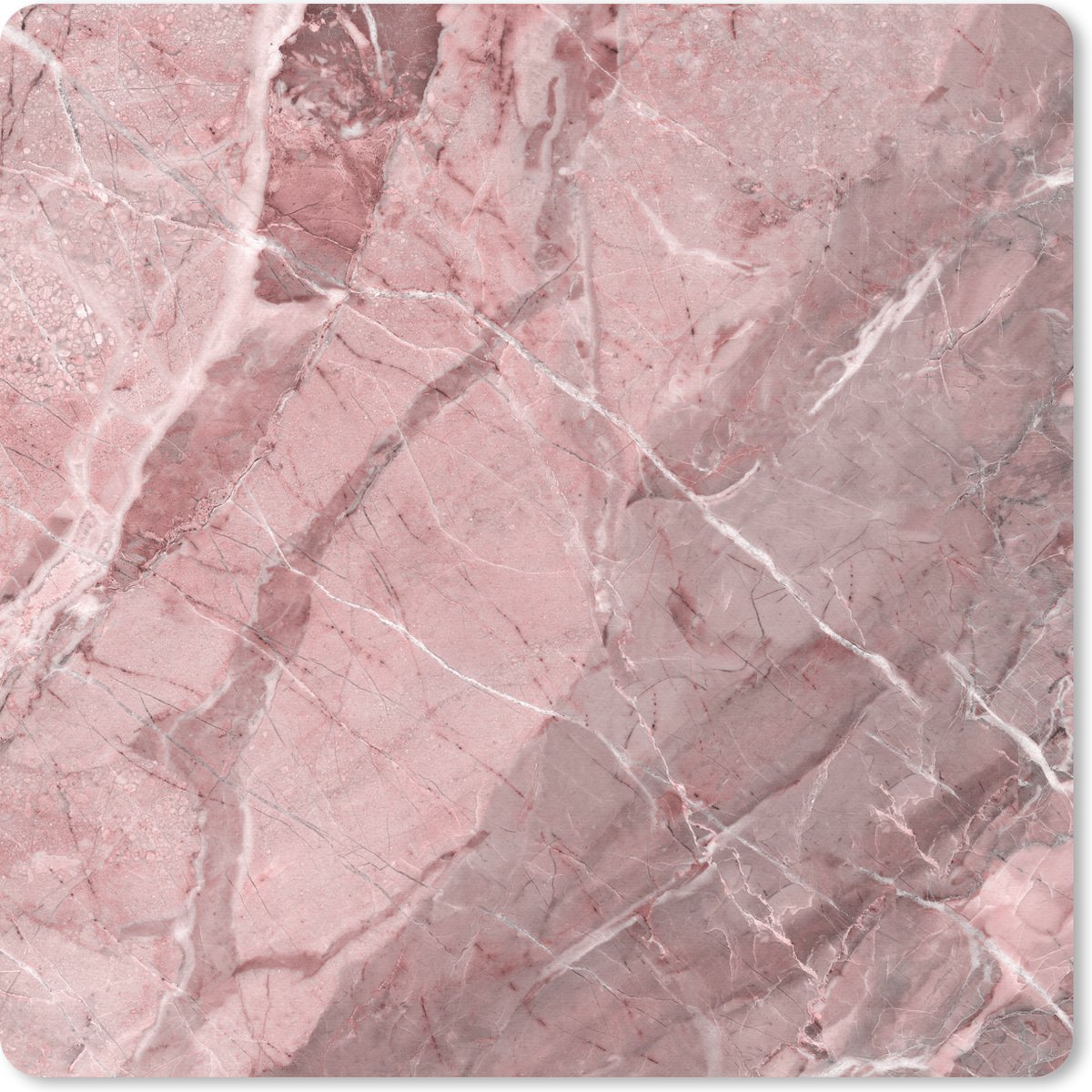 Muismat 20x20 cm - Mousepad Roze - Wit - Graniet print - Keien - Muismatten