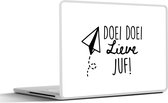 Laptop sticker - 12.3 inch - Spreuken - Quotes - Juf - Doei doei lieve juf! - 30x22cm - Laptopstickers - Laptop skin - Cover