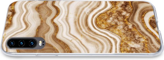 Coque Huawei P30 - Marbre - Or - Galets - Coque de téléphone en Siliconen