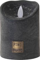 PTMD LED kaars Rustiek Donkergroen 7,5 x 7,5 x 10 cm - LED Light Candle rustic dark green moveable flame - S