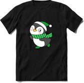 Pinguin Buddy Kerst T-shirt | Groen | Jongens / Meisjes | Grappige Foute kersttrui Shirt Cadeau | Kindershirt | Leuke Elf, Rendier, Kerstboom en Kerstballen Ontwerpen. Maat 92