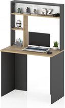 AZ-Home - Bureau Kara - Antraciet Eiken - 90 cm - Computertafel met boekenkast