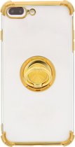 iPhone 7 Plus hoesje silicone met ringhouder Back Cover case - Transparant/Goud