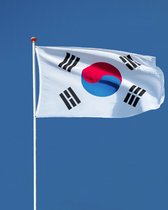 Zuid Koreaanse Vlag - Zuid-Korea Vlag - 90x150cm - South Korea Flag - Originele Kleuren - Sterke Kwaliteit Incl Bevestigingsringen - Hoogmoed Vlaggen