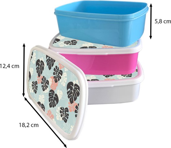 Lunch box Rose - Lunch box - Boîte à pain - Feuilles - Monstera - Hawaii - Motifs - 18x12x6 cm - Enfants - Fille
