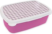 Broodtrommel Roze - Lunchbox - Brooddoos - Pastel - Paars - Patronen - 18x12x6 cm - Kinderen - Meisje