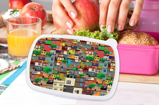 Lunchbox Rose - Lunchbox - Breadbox - Motifs - Bâtiments - Zentangle - 18x12x6 cm - Enfants - Fille