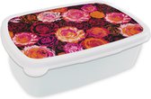 Lunch box Wit - Lunch box - Boîte à pain - Roses - Motifs - Fleurs - 18x12x6 cm - Adultes