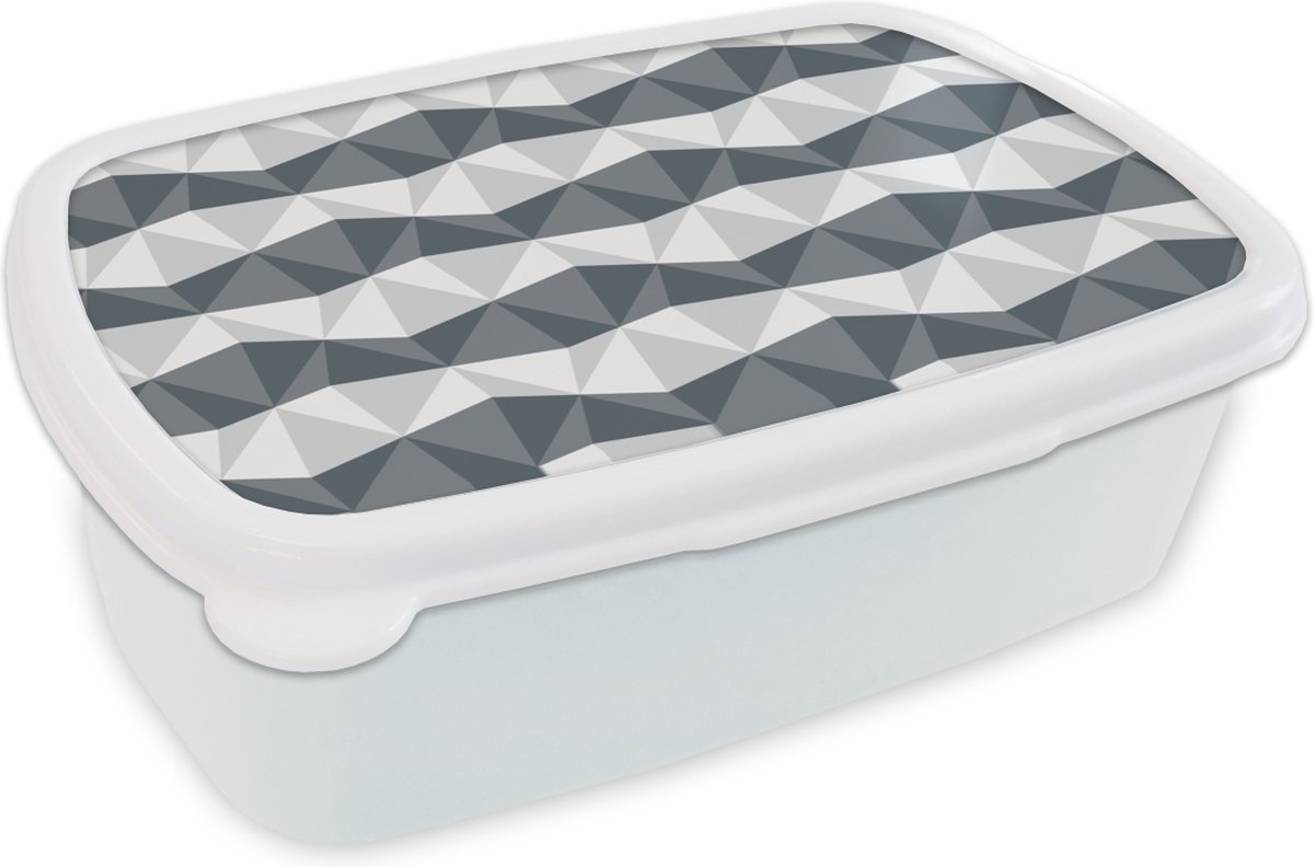 Broodtrommel Wit - Lunchbox - Brooddoos - Zebra - Geometrie - Patronen - 18x12x6 cm - Volwassenen