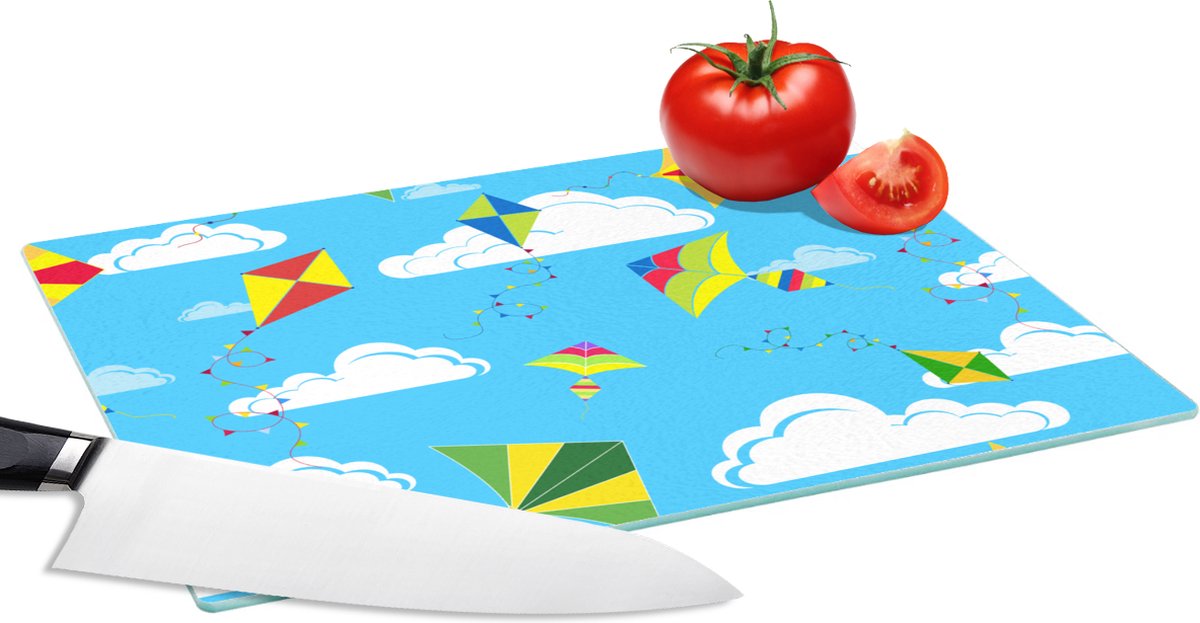 Glazen Snijplank - 28x20 - Vlieger - Zomer - Patroon - Snijplanken Glas