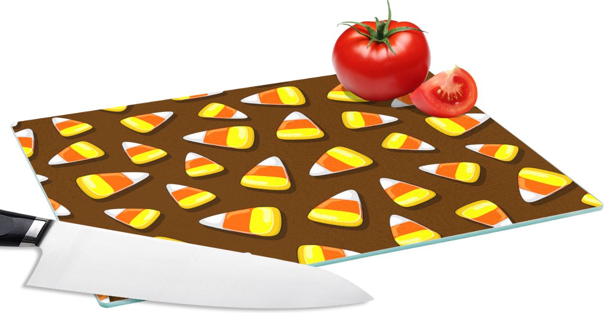 Glazen Snijplank - 28x20 - Eten - Patroon - Snoep - Snijplanken Glas