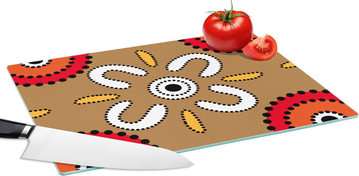 Glazen Snijplank - 39x28 - Design - Bloemen - Stippen - Snijplanken Glas
