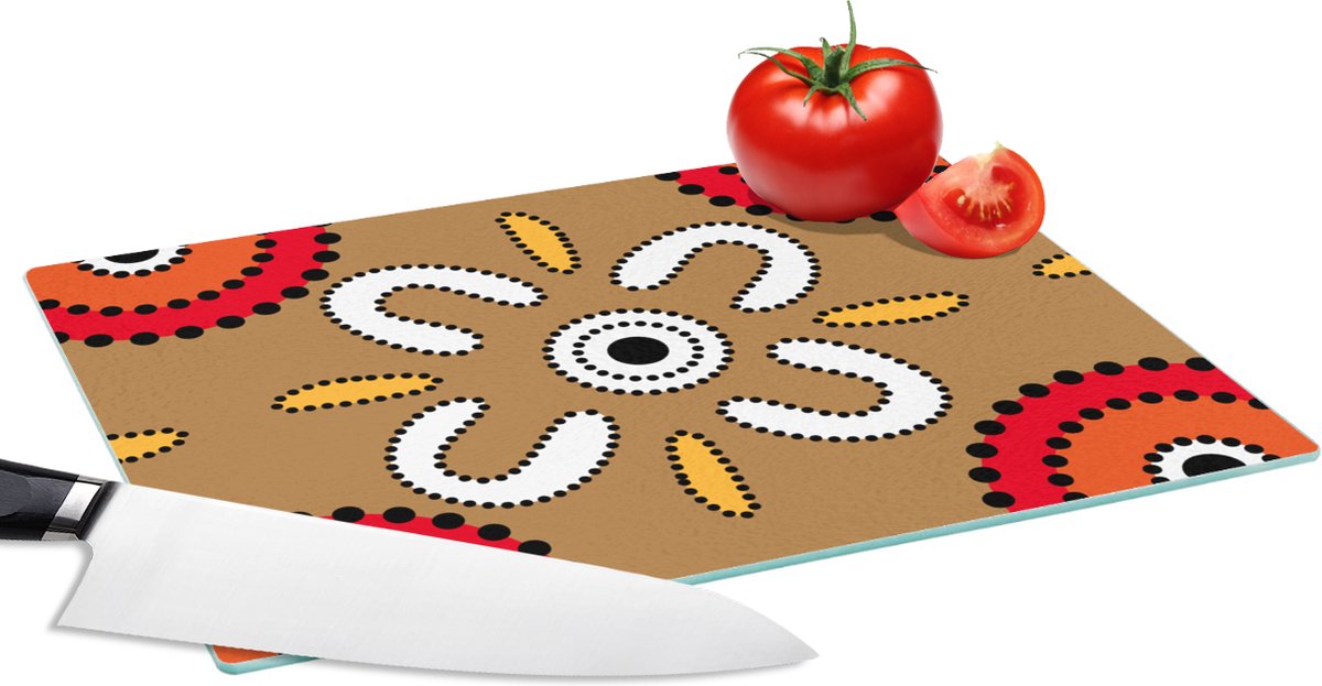 Glazen Snijplank - 28x20 - Design - Bloemen - Stippen - Snijplanken Glas