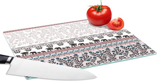 Planche à découper en Verres - 28x20 - Motifs - Safari - Éléphant - Afrique - Planches à découper en Glas