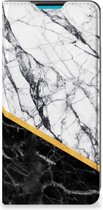 GSM Hoesje Geschikt voor Samsung Galaxy A73 Mobiel Case Marble White Black