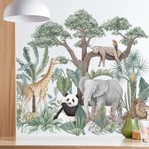 Merkloos - muursticker - jungle - dieren - oerwoud - wanddecoratie