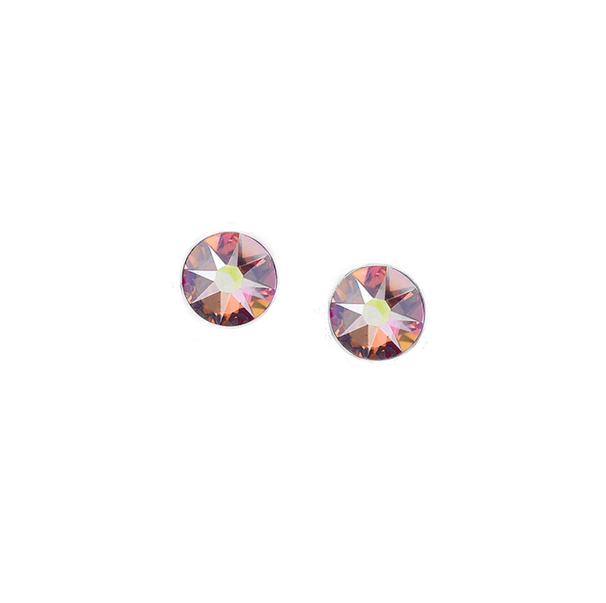 Oorknoppen zilver 925 met hoogwaardige kristallen in rose kleur - Zilverkleurige oorbellen van Sophie Siero inclusief geschenkverpakking