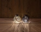 Oneiro’s Luxe SOLAR GLAS ⌀15x16 cm HELDER EN GRIJS ASSORTIE - op Zonneenergie - Warm wit - Tuinverlichting - Lichtsnoer voor buiten - zwart - prikspot - zonne-energie – LED – zomer – tuinverl