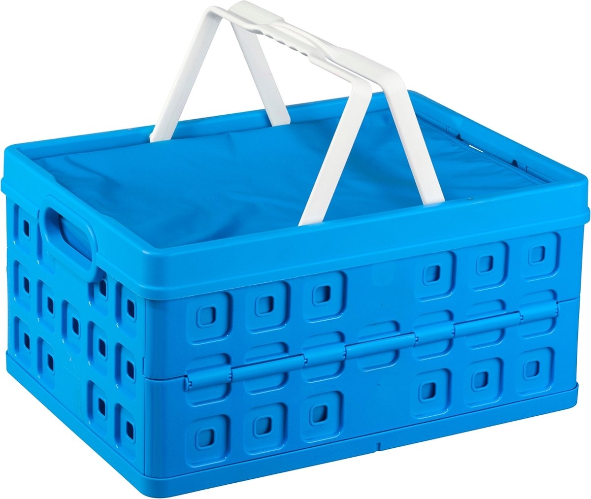 Sunware Square Vouwkrat - Met 2 extra handgrepen & koeltas - 32 l - blauw/wit
