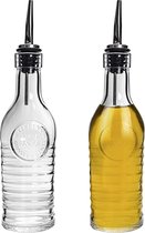 2 Stuks Oliefles met roestvrije schenktuit voor olijfolie of azijn - olijfolie fles - - 27cl