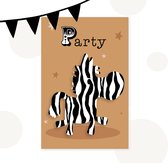 Planet Puk | Uitnodiging set - Zebra | 10 grote kaarten | inclusief envelop én sluitzegel! | kinderfeestje | verjaardagsfeestje | thema jungle & safari | voor jongens en meisjes :)