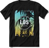 Los Angeles | TSK Studio Zomer Kleding  T-Shirt | Blauw - Geel | Heren / Dames | Perfect Strand Shirt Verjaardag Cadeau Maat L