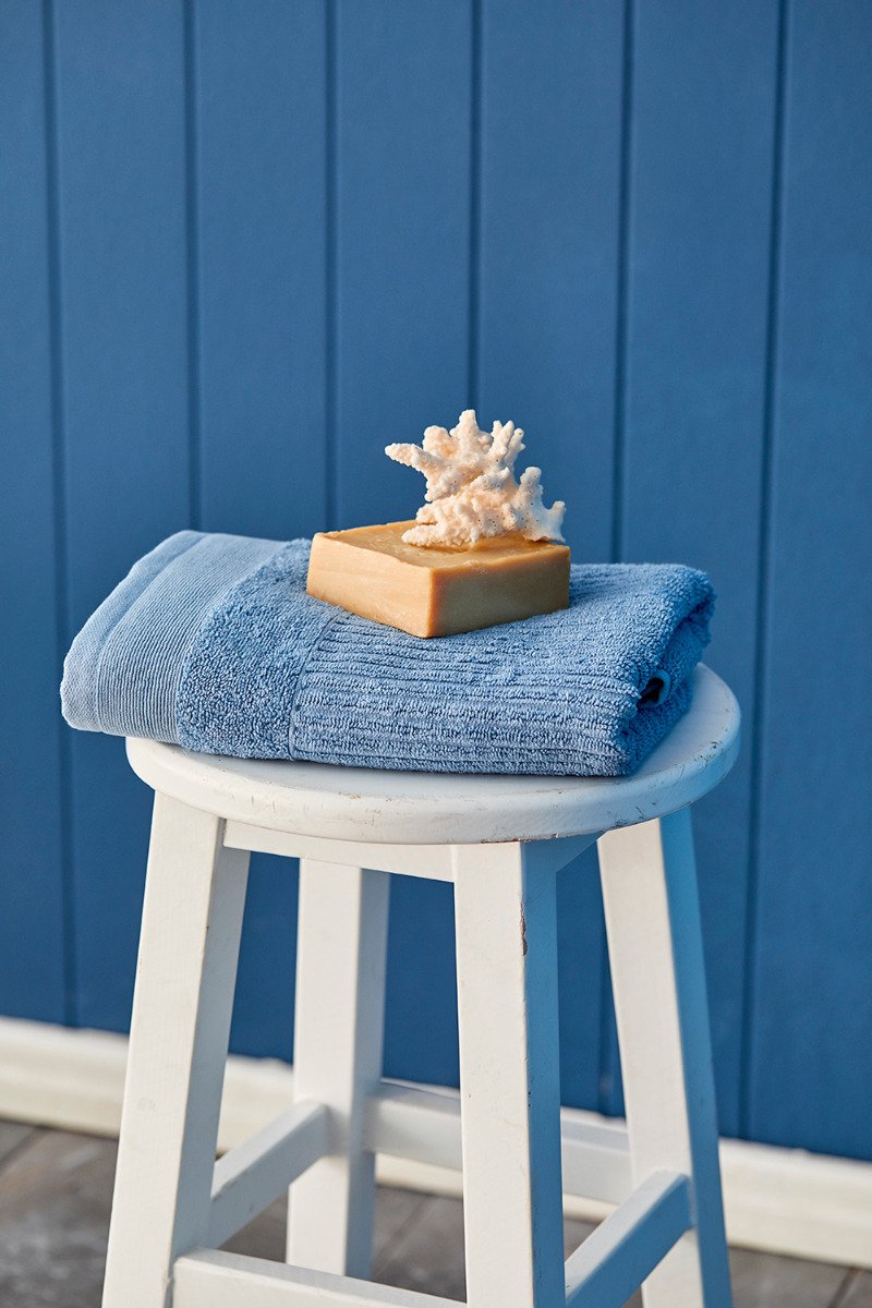Nautica Stripe Hand Towel 100% Cotton 50x100 Absorbent, soft and durable-Blue