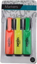 Markers Neon - Oranje / Geel / Groen - Markeerstiften - Set van 3