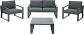 NATERIAL - Tuinmeubelset LYRA - Koffieset - 4 personen - 1 buitenbank - 2 tuinfauteuils - 1 buitensalontafel 64x64x29 cm - aluminium - staal - grijs - tuinsalon - tuinzitgroep NATERIAL - Tuinmeubelset LYRA - Koffieset - 4 personen - 1 buitenbank - 2 tuinfauteuils - 1 buitensalontafel 64x64x29 cm - aluminium - staal - grijs - tuinsalon - tuinzitgroep