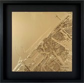 Urban Rescape - Scheveningen - Stadskaart - 3D - Goud - Lijst met zwarte passe-partout - 40x40 cm