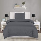 The Linen Collection - Dekbedovertrekset - Katoensatijn - Donker Grijs - 140x220 - 700 Thread Count - Limited edition