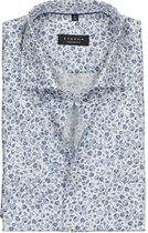 ETERNA comfort fit overhemd - twill met korte mouw - blauw en wit strand dessin - Strijkvrij - Boordmaat: 43