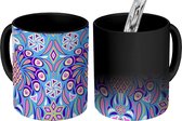 Magische Mok - Foto op Warmte Mokken - Koffiemok - Pauw - Abstract - Patronen - Magic Mok - Beker - 350 ML - Theemok