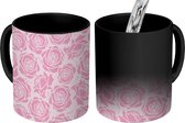 Magische Mok - Foto op Warmte Mokken - Koffiemok - Roze - Bloemen - Pastel - Design - Magic Mok - Beker - 350 ML - Theemok