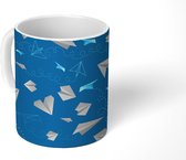 Mok - Koffiemok - Vliegtuig - Papier - Patroon - Mokken - 350 ML - Beker - Koffiemokken - Theemok