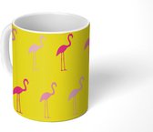 Mok - Koffiemok - Flamingo - Roze - Patroon - Mokken - 350 ML - Beker - Koffiemokken - Theemok