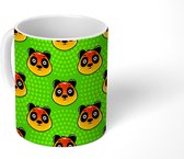 Mok - Koffiemok - Hoofd - Panda - Groen - Patroon - Mokken - 350 ML - Beker - Koffiemokken - Theemok