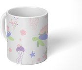 Mok - Koffiemok - Koraal - Schildpad - Baby - Pastel - Patronen - Mokken - 350 ML - Beker - Koffiemokken - Theemok
