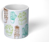 Mok - Koffiemok - Cactus - Planten - Patronen - Mokken - 350 ML - Beker - Koffiemokken - Theemok
