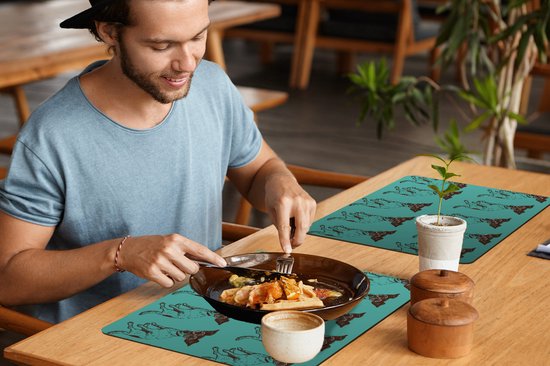 Placemat - Placemats kunststof - Jack Russell - Hond - Patronen - Bril - 45x30 cm - 6 stuks - Hittebestendig - Anti-Slip - Onderlegger - Afneembaar