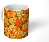 Mok - Herfst - Patroon - Pompoen - Mokken - 350 ML - Beker - Uitdeelcadeautjes