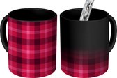 Magische Mok - Foto op Warmte Mokken - Koffiemok - Roze - Plaid - Patronen - Plaids - Magic Mok - Beker - 350 ML - Theemok