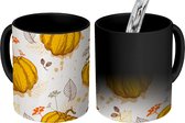 Magische Mok - Foto op Warmte Mokken - Koffiemok - Pompoen - Herfst - Patronen - Magic Mok - Beker - 350 ML - Theemok