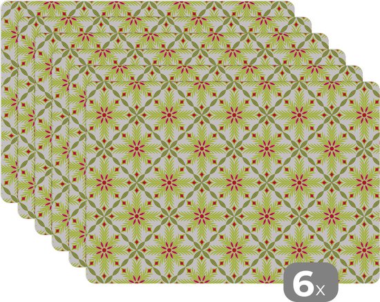 Foto: Placemat placemats kunststof bohemian patronen bloemen 45x30 cm 6 stuks hittebestendig anti slip onderlegger afneembaar