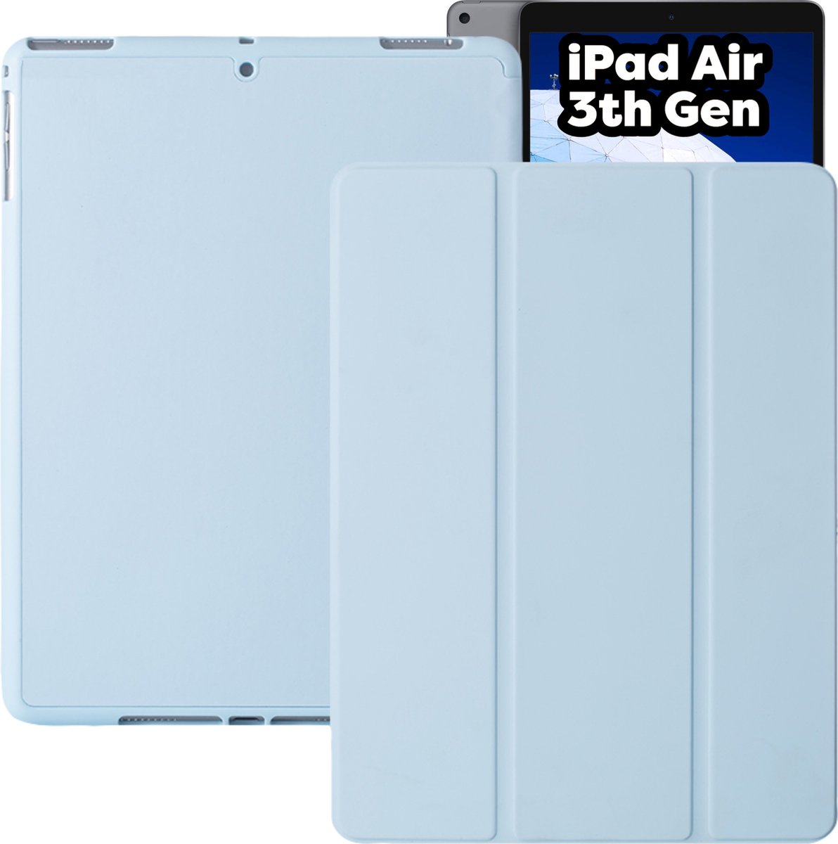 Tablet Hoes + Standaardfunctie - Geschikt voor iPad Air Hoes 3e Generatie -10.5 inch (2019) - Licht Blauw