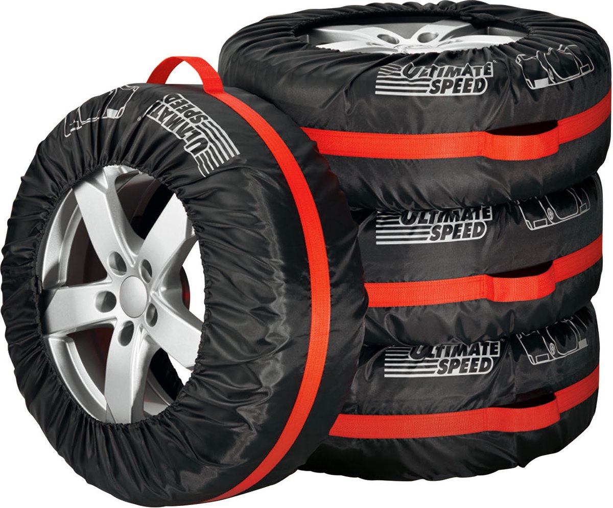 Ultimate Speed Bandenhoezenset - Met identificatie van de wielpositie - Geschikte bandengrootte: 16-19" - 4 Delige Set - Hygiënisch transport - Veilige opslag - Praktische draagriem - Bandenhoes - Bandenhoezen - 4 Stuks - Voor de Opslag van Banden