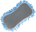 Blauwe spons met een gaas- en microvezeloppervlak.