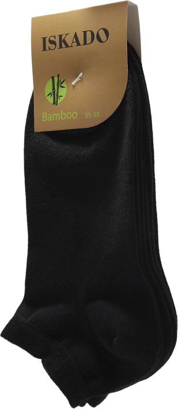 ISKADO unisex |3 paar sneaker sokken|bamboe sokken|antibacterieel|80% Bamboe| zwart| Maat 39-42
